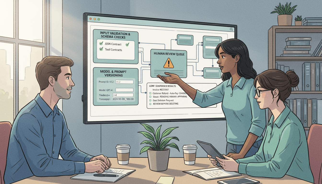 Editorial illustration for “AI Automation for Operations: Guardrails, Logging, and Human-in-the-Loop”.