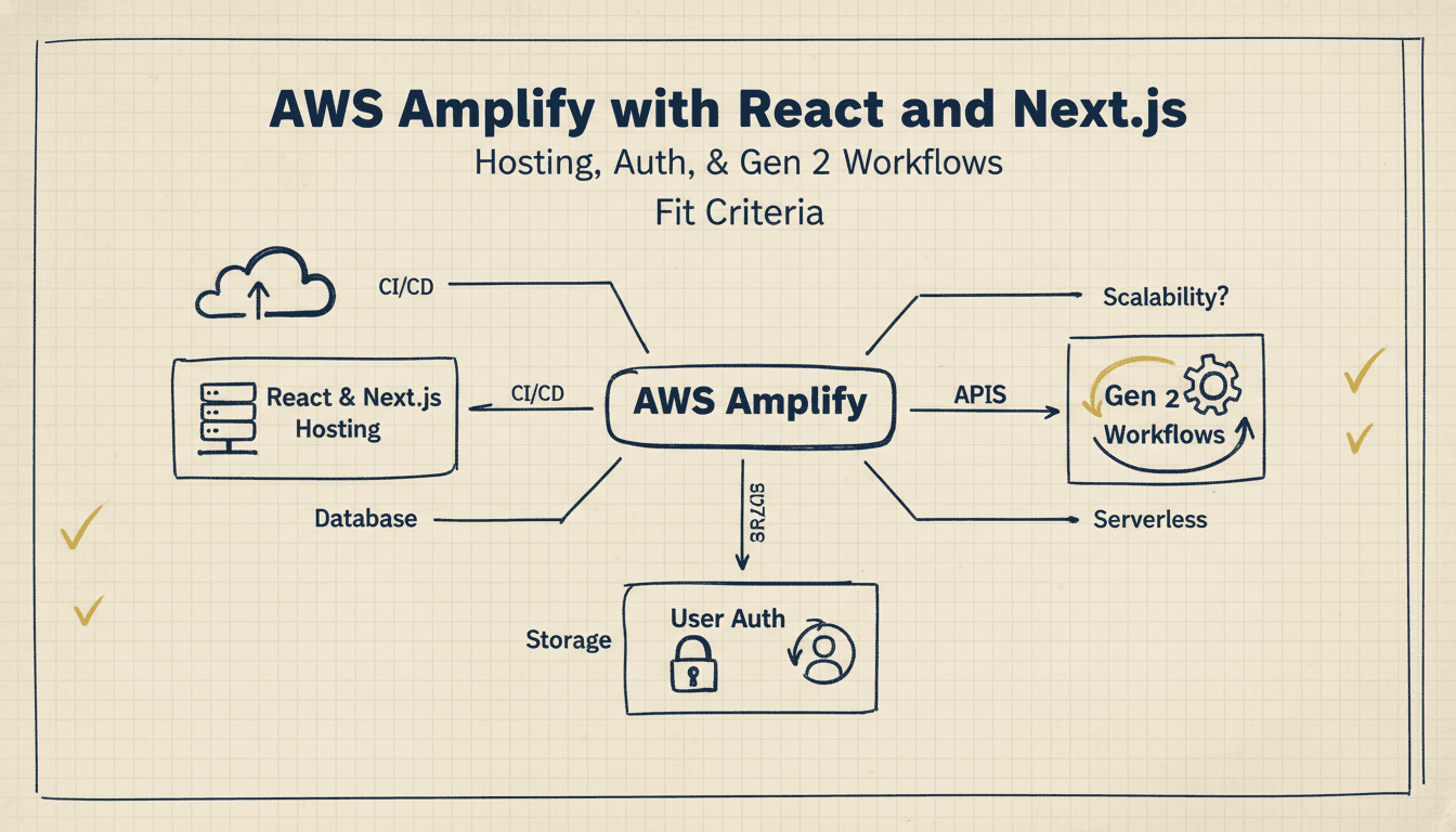 Editorial illustration for “AWS Amplify with React and Next.js: Hosting, Auth, and Gen 2 Workflows”.