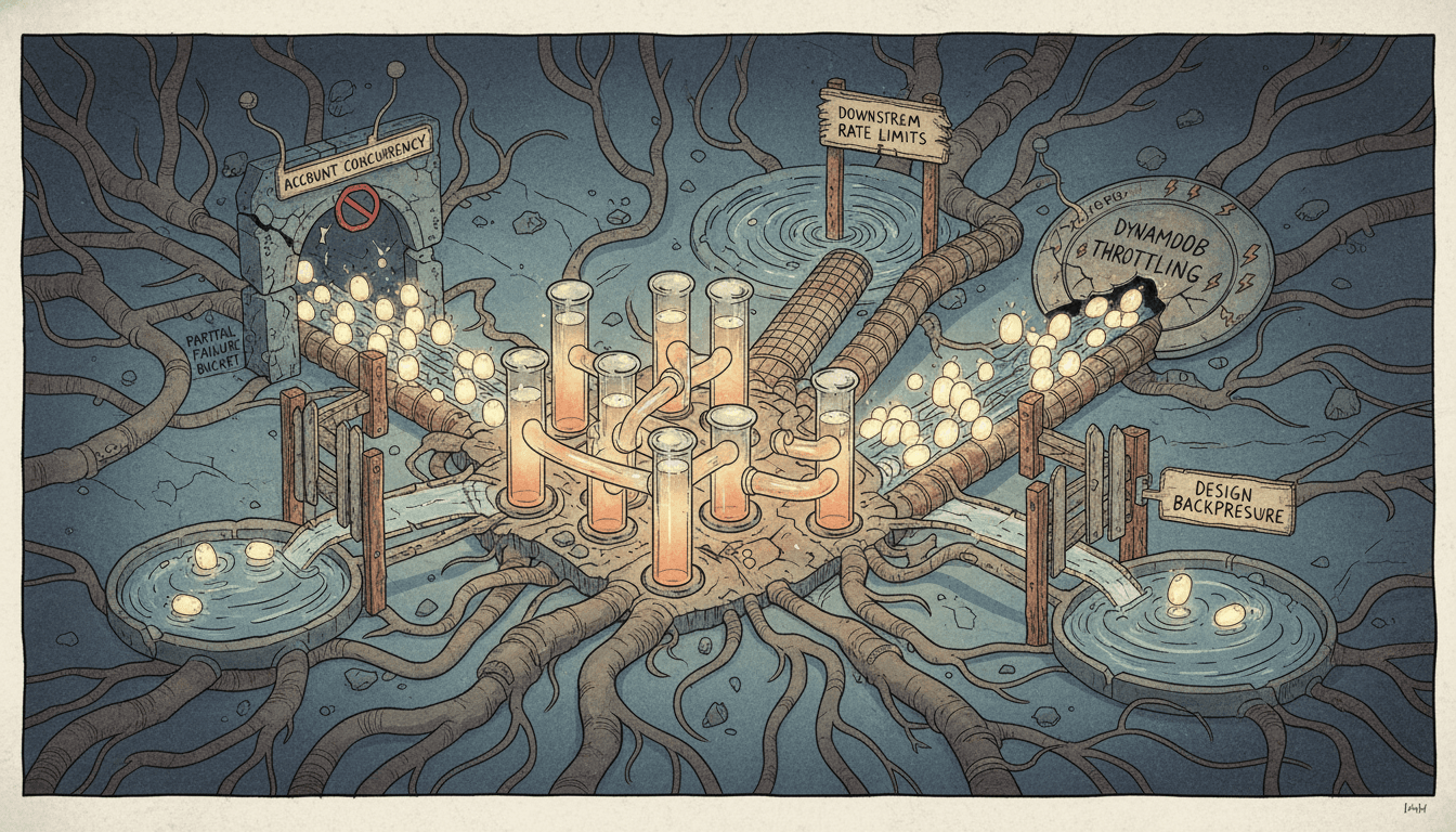 Editorial illustration for “Scaling Serverless: Lambda Concurrency, Reserved Limits, and Event-Driven Backpressure”.