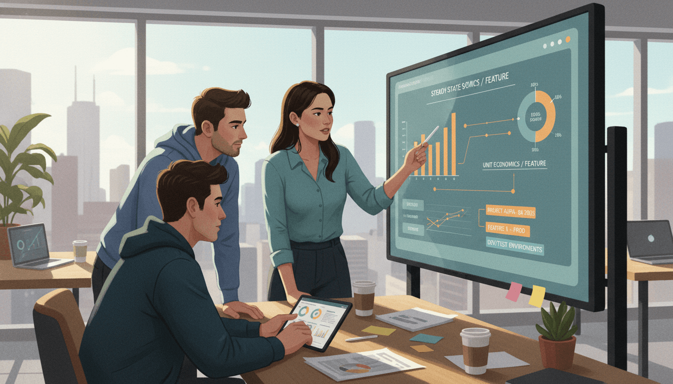 Editorial illustration: matching workload shape to Lambda versus Fargate or EKS—latency, traffic, and dependencies.