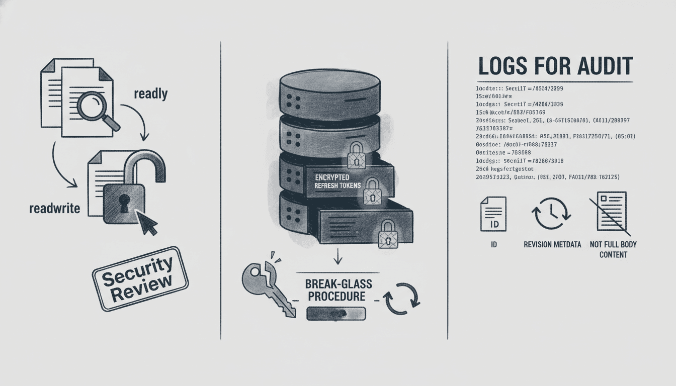 Editorial illustration for “Google Docs API: Service Accounts, Workspace Domains, and OAuth for Users”.