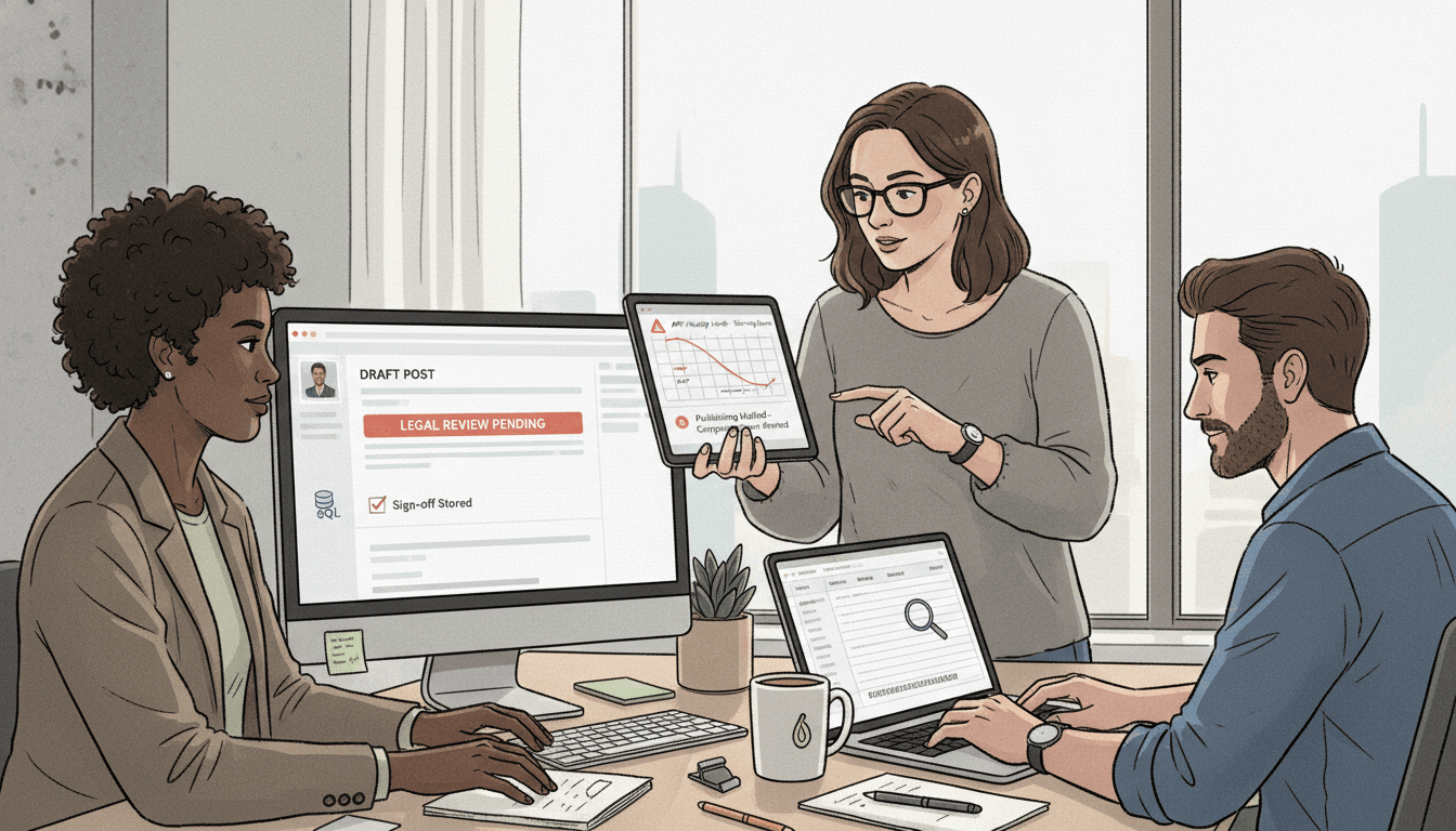 Approval queue and LinkedIn post status dashboard.