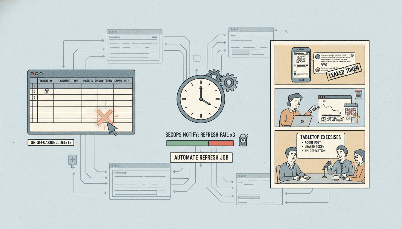 Editorial illustration for “Social Media Integrations: Storing OAuth Tokens, Rotation, and Audit Logs”.