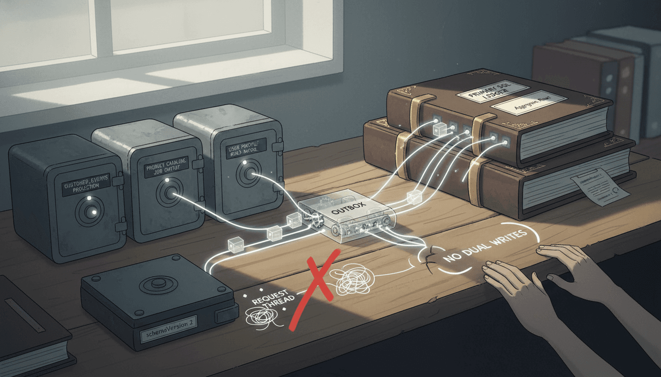 Editorial illustration for “SQL with NoSQL: Polyglot Persistence Without Two Sources of Truth”.