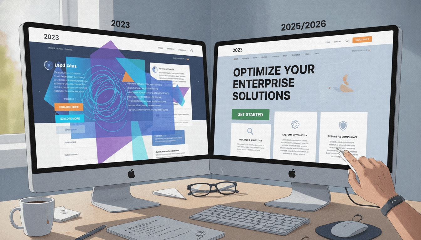 Editorial illustration for “Web Design Trends That Still Matter for B2B Sites in 2025 and 2026”.